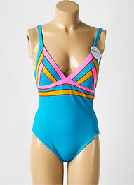 Maillot de bain 1 pièce effet matière satinée haut soutien-gorge moulé bleu SUNFLAIR femme