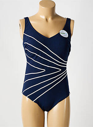 Maillot de bain 1 pièce effet matière satinée haut soutien-gorge moulé bleu SUNFLAIR femme
