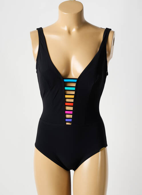 Maillot de bain 1 pièce effet matière satinée noir SUNFLAIR femme