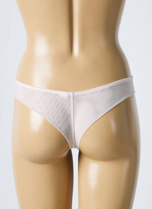 Tanga broderie dentelle de calais rose LOU femme