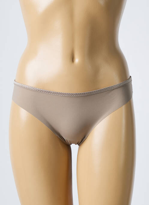 Tanga beige LOU pour femme