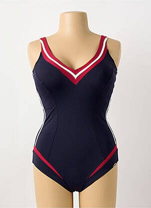 Maillot de bain 1 pièce effet matière satinée haut soutien-gorge balconnet bleu SUNFLAIR femme