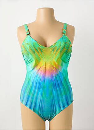 Maillot de bain 1 pièce effet matière satinée haut triangles bleu SUNFLAIR femme