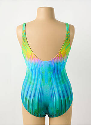 Maillot de bain 1 pièce effet matière satinée haut triangles bleu SUNFLAIR femme