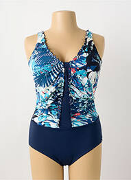 Maillot de bain 1 pièce effet matière satinée haut triangles bleu SUNMARIN femme