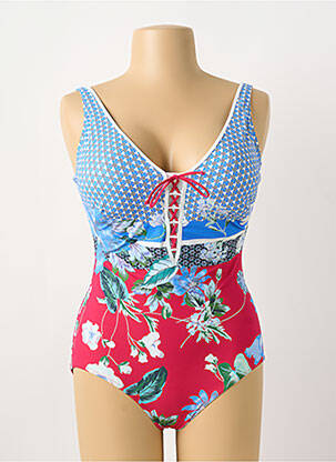Maillot de bain 1 pièce effet matière satinée haut soutien-gorge moulé bleu SUNFLAIR femme