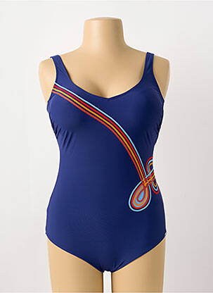 Maillot de bain 1 pièce effet matière satinée haut soutien-gorge moulé bleu SUNFLAIR femme