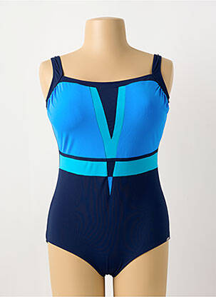 Maillot de bain 1 pièce effet matière satinée haut soutien-gorge moulé bleu SUNFLAIR femme