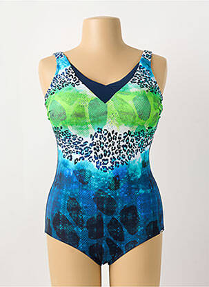 Maillot de bain 1 pièce effet matière satinée haut soutien-gorge moulé bleu SUNFLAIR femme