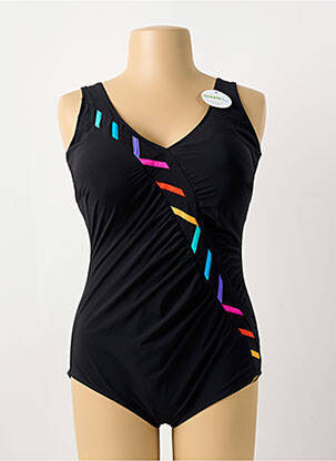 Maillot de bain 1 pièce effet matière satinée haut triangles noir SUNFLAIR femme