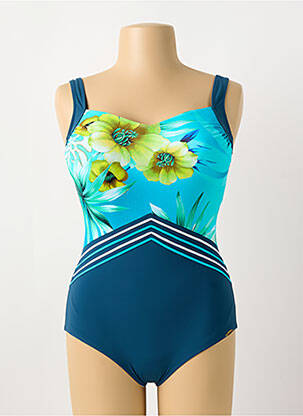 Maillot de bain 1 pièce effet matière satinée haut soutien-gorge moulé bleu SUNFLAIR femme