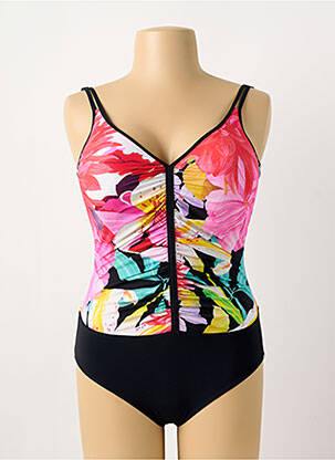 Maillot de bain 1 pièce effet matière satinée haut soutien-gorge moulé rose SUNFLAIR femme