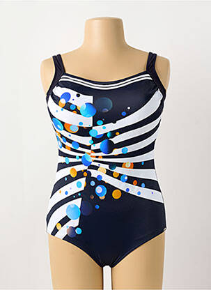Maillot de bain 1 pièce effet matière satinée haut soutien-gorge moulé bleu SUNFLAIR femme
