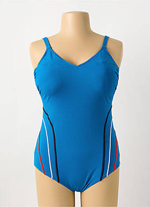 Maillot de bain 1 pièce effet matière satinée haut soutien-gorge moulé bleu SUNMARIN femme