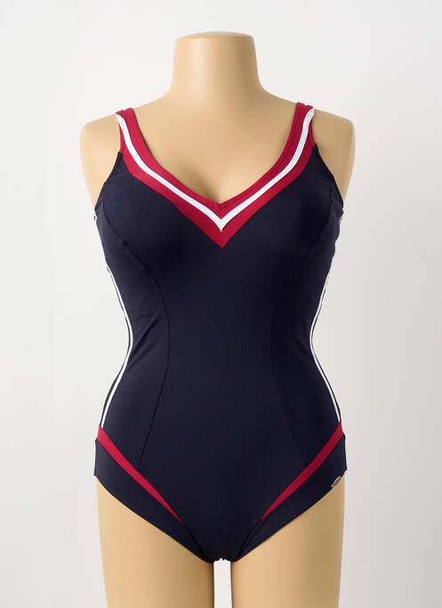 Maillot de bain 1 pièce effet matière satinée haut soutien-gorge balconnet bleu SUNFLAIR femme