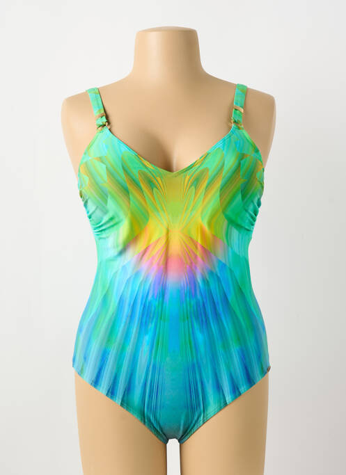 Maillot de bain 1 pièce effet matière satinée haut triangles bleu SUNFLAIR femme