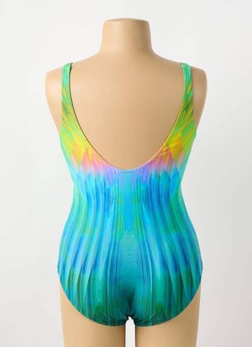Maillot de bain 1 pièce effet matière satinée haut triangles bleu SUNFLAIR femme