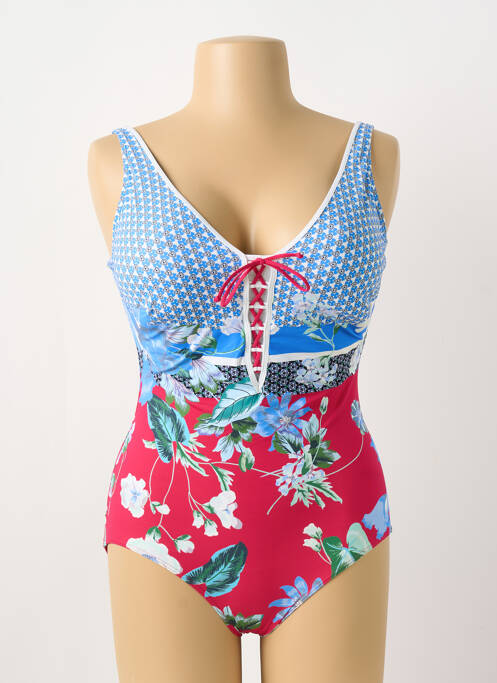 Maillot de bain 1 pièce effet matière satinée haut soutien-gorge moulé bleu SUNFLAIR femme