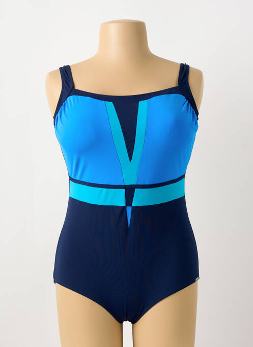 Maillot de bain 1 pièce effet matière satinée haut soutien-gorge moulé bleu SUNFLAIR femme