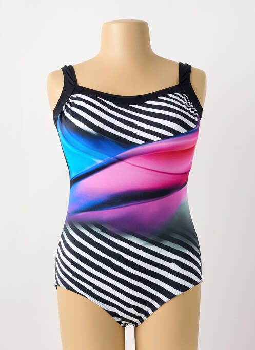 Maillot de bain 1 pièce effet matière satinée haut soutien-gorge moulé noir SUNFLAIR femme