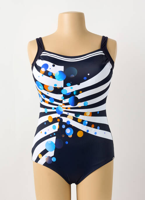 Maillot de bain 1 pièce effet matière satinée haut soutien-gorge moulé bleu SUNFLAIR femme