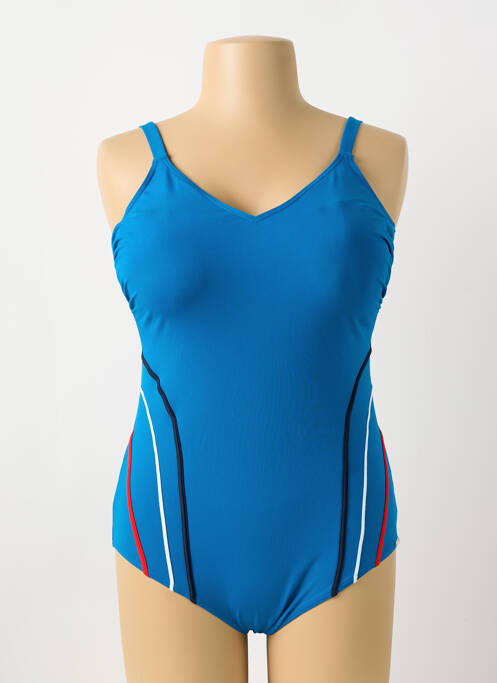 Maillot de bain 1 pièce effet matière satinée haut soutien-gorge moulé bleu SUNMARIN femme