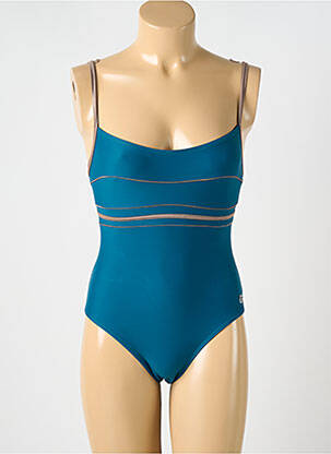 Maillot de bain 1 pièce effet matière satinée bleu OCEAN WEAR femme