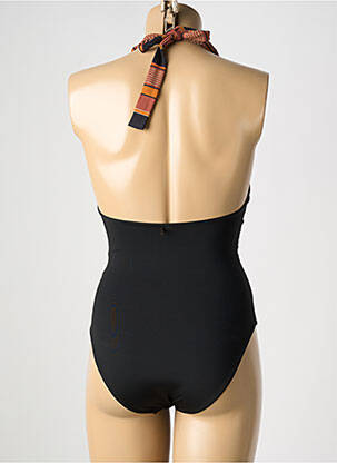 Maillot de bain 1 pièce effet matière satinée noir LIVIA femme