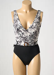 Maillot de bain 1 pièce effet matière satinée noir LIVIA femme