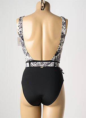 Maillot de bain 1 pièce effet matière satinée noir LIVIA femme