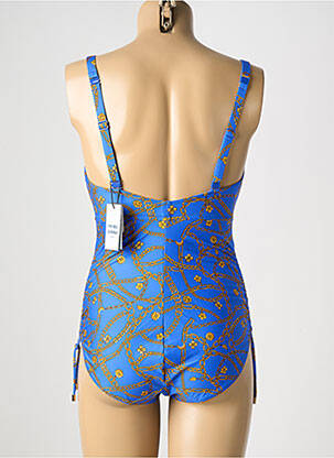 Maillot de bain 1 pièce effet matière satinée haut soutien-gorge emboitant bleu PRIMADONNA femme