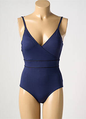 Maillot de bain 1 pièce effet matière satinée haut soutien-gorge moulé bleu SIMONE PERELE femme