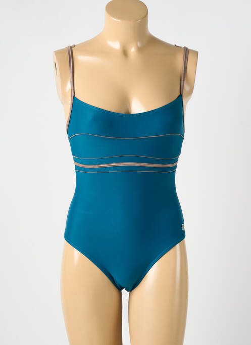 Maillot de bain 1 pièce effet matière satinée bleu OCEAN WEAR femme