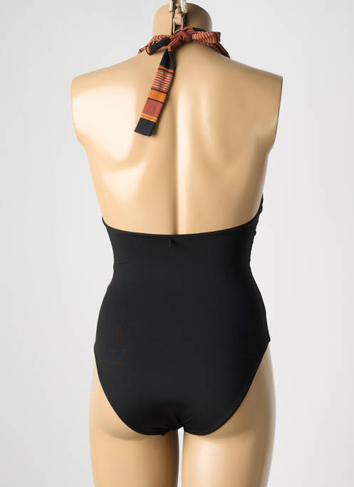 Maillot de bain 1 pièce effet matière satinée noir LIVIA femme