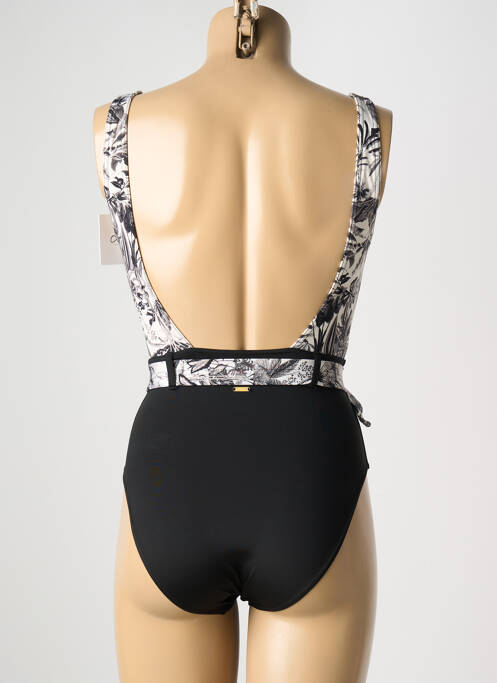 Maillot de bain 1 pièce effet matière satinée noir LIVIA femme