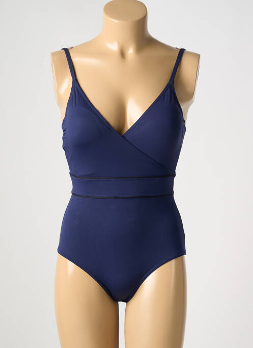 Maillot de bain 1 pièce effet matière satinée haut soutien-gorge moulé bleu SIMONE PERELE femme