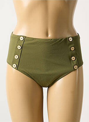 Bas de maillot de bain effet matière satinée culotte vert LIVIA femme