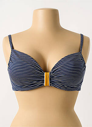Haut de maillot de bain stretch haut soutien-gorge emboitant bleu LIVIA femme