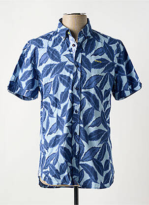 Chemise manches courtes coupe cintrée bleu N.Z.A NEW ZEALAND homme