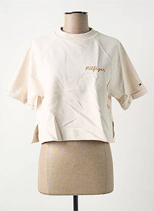 Sweat-shirt broderie manches courtes beige TOMMY HILFIGER femme