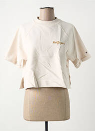 Sweat-shirt broderie manches courtes beige TOMMY HILFIGER femme