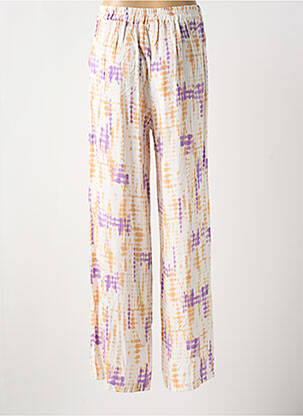 Pantalon large tissage popeline taille normale beige VINTAGE LOVE femme