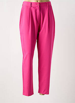 Pantalon chino fermeture zippée sous rabat boutonné taille haute rose BANDITAS FROM MARSEILLE femme