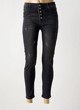 Jeans skinny effet usé délavé taille haute noir JEANS WEAR femme