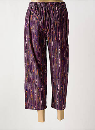 Pantalon 7/8 tissage popeline taille normale violet JOHANNA PARIS femme
