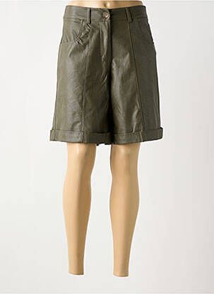 Short tissage simili-cuir taille haute vert BANDITAS FROM MARSEILLE femme