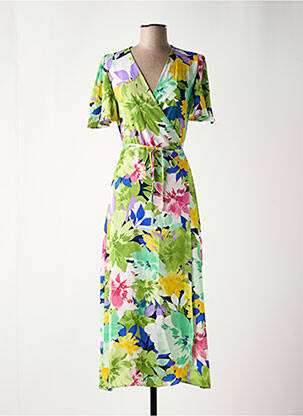 Robe longue manches courtes manches courtes vert RETRO & ICONE femme