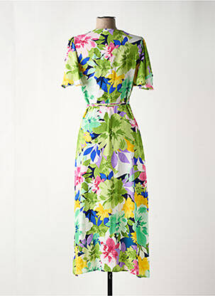 Robe longue manches courtes manches courtes vert RETRO & ICONE femme