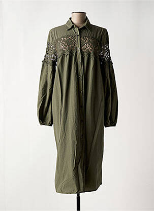 Robe mi-longue manches longues manches longues vert BANDITAS FROM MARSEILLE femme