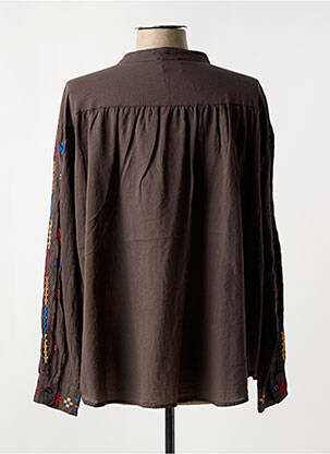 Chemisier tissage popeline manches longues marron JOHANNA PARIS femme